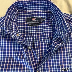 Vineyard Vines Navy and White Plaid Dress Shirt